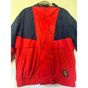 Vintage Sunice Windbreaker Jacket Mens Red Navy Colorblock Mesh Lined Zip Up